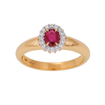 Ring i 14 karat guld med diamant 0,11 ct W/SI og rubin fra Siersbøl – forhandlet hos Houmann.dk