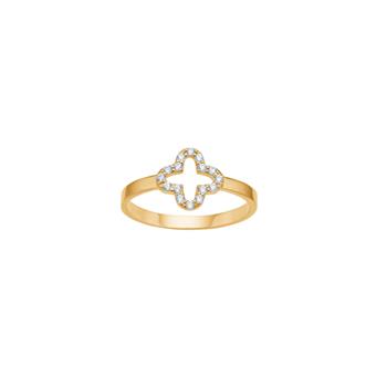 Ring med kløver i 8 karat guld og zirkonia fra Siersbøl – forhandlet hos Houmann.dk
