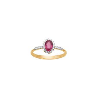 Ring i 14 karat guld med diamant 0,104 ct W/SI og rubin, roset fra Siersbøl – forhandlet hos Houmann.dk