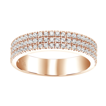 Rosaforgyldt ring ADINANOR 3 rækker zirkonia, fra Joanli Nor