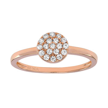 Rosaforgyldt ring ANNIENOR med zirkonia rund 6mm str. 60, fra Joanli Nor