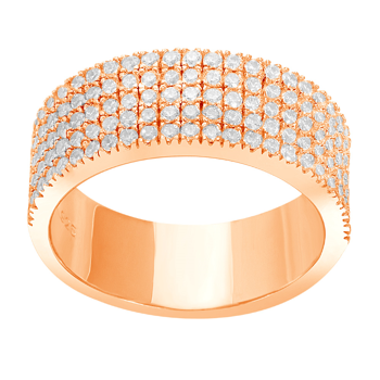 Rosaforgyldt ring ADINANOR 5 rækker zirkonia, fra Joanli Nor