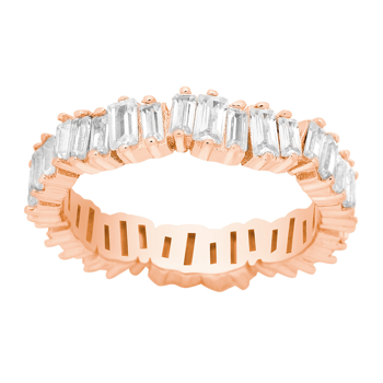 Rosaforgyldt ring AGGANOR med baguette zirkonia*, fra Joanli Nor