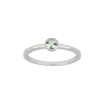 Rhodineret sølv ring 4mm lysegrøn HILDANOR, fra Joanli Nor