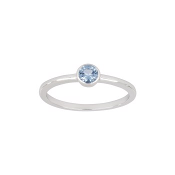Rhodineret sølv ring 4mm lyseblå HILDANOR, fra Joanli Nor