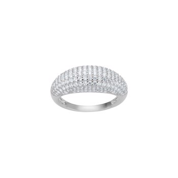 Chunky sølv ring med rhodineret finish og tre rækker af glitrende zirkoner for et luksuriøst udtryk.