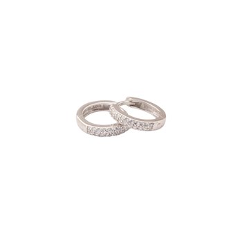 L&G knæk Creol sølv rhodineret hvid zirkonia 2,5x13mm