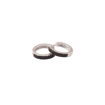 L&G knæk Creol sølv rhodineret sort zirkonia 2,5x13mm