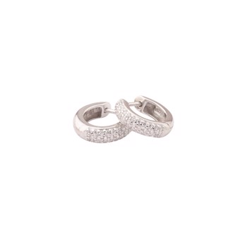 L&G knæk Creol sølv rhodineret hvid zirkonia 3,8x14mm