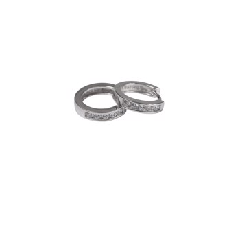L&G knæk creol sølv hvid zirkonia 3x15mm