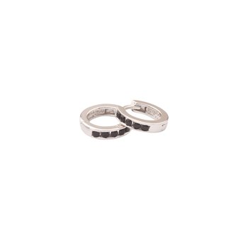 L&G klap Creol sølv rhodineret sort zirkonia 2,8x12 mm