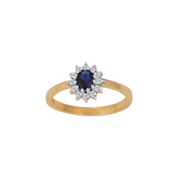 Ring i 8 karat guld med safir og zirkonia fra Siersbøl – forhandlet hos Houmann.dk