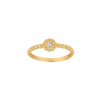 Ring med kugle i 8 karat guld og zirkonia fra Siersbøl – forhandlet hos Houmann.dk