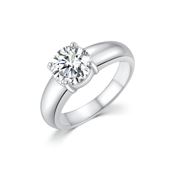 Ring i rhodineret sterling sølv med klar rund zirkonia i 4-grab fatning – Støvring Design