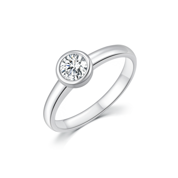 Ring i rhodineret sterling sølv med zirkonia, 6 mm i rørfatning fatning – Støvring Design