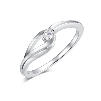 Rhodineret Sølv Ring med Dråbe og Cubic Zirconia
