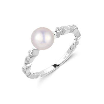 Ring i rhodineret sterling sølv med klar zirkonia – Støvring Design