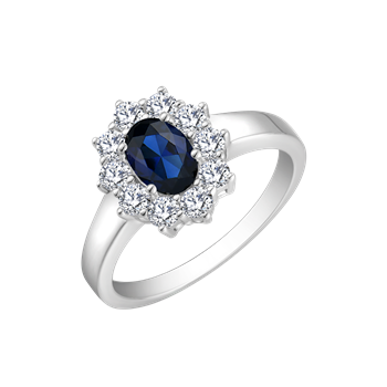 Ring i rhodineret sterling sølv med klar oval zirkonia, 6 x 4 mm – Støvring Design