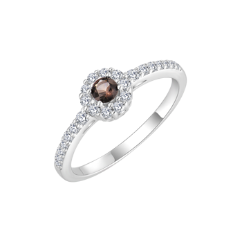 Ring i rhodineret sterling sølv med klar rund zirkonia – Støvring Design