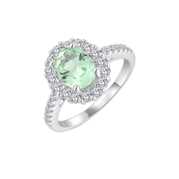 Ring i rhodineret sterling sølv med klar oval zirkonia – Støvring Design