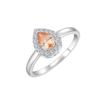 Ring i rhodineret sterling sølv med klar dråbe zirkonia – Støvring Design