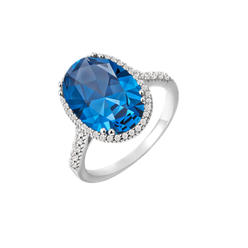 Ring i rhodineret sterling sølv med zirkonia, 15 x 10 mm – Støvring Design