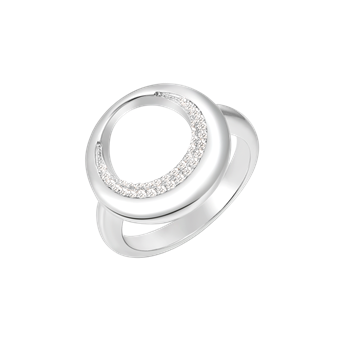Ring i rhodineret sterling sølv med klar zirkonia – Støvring Design