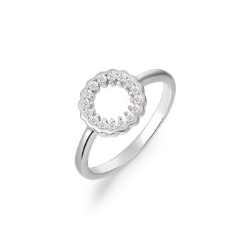 Ring i rhodineret sterling sølv med klar zirkonia – Støvring Design