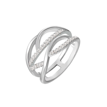 Ring i rhodineret sterling sølv med klar zirkonia – Støvring Design