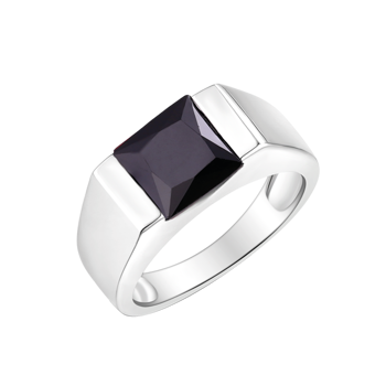 Ring i rhodineret sterling sølv med sort zirkonia – Støvring Design