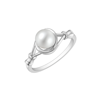 Ring i rhodineret sterling sølv med klar ferskvandsperle – Støvring Design