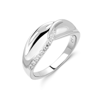 Ring i rhodineret sterling sølv med zirkonia, 17 x 8 mm – Støvring Design