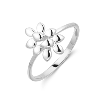 Ring i rhodineret sterling sølv med blomst, 12 x 9 mm – Støvring Design