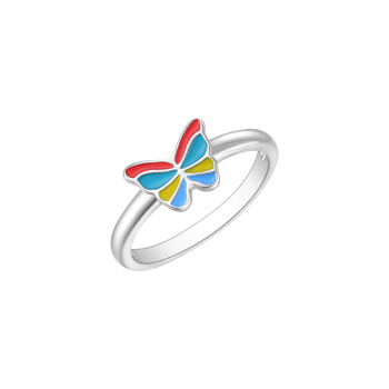 Ring i rhodineret sterling sølv med rød emalje – Støvring Design