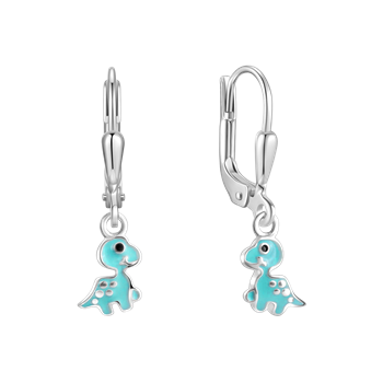Ørehængere i rhodineret sterling sølv med turkis, 7 x 3 mm – Støvring Design