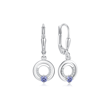 Ørehængere i rhodineret sterling sølv med blå zirkonia – Støvring Design