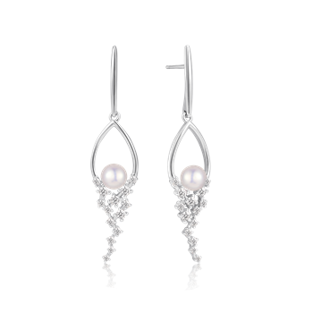 Ørehængere i rhodineret sterling sølv med zirkonia, 45 x 10 mm – Støvring Design