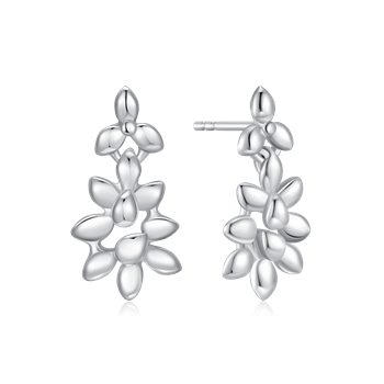 Ørehængere i rhodineret sterling sølv med blomst, 10 x 7 mm – Støvring Design