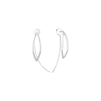 Ørehængere i rhodineret sterling sølv med klar oval zirkonia – Støvring Design