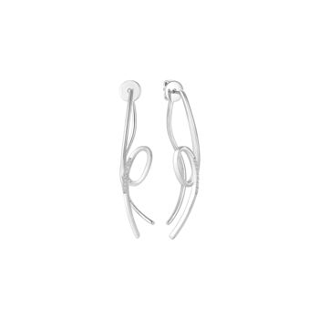 Ørehængere i rhodineret sterling sølv med klar oval zirkonia – Støvring Design