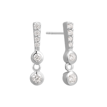 Ørehængere i rhodineret sterling sølv med zirkonia, 15 x 3 mm – Støvring Design