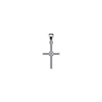 Vedhæng i rhodineret sterling sølv med zirkonia, 15 x 25 mm – Støvring Design