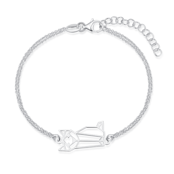 Armbånd i rhodineret sterling sølv med kat – Støvring Design