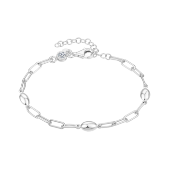 Armbånd i rhodineret sterling sølv med klar oval zirkonia – Støvring Design