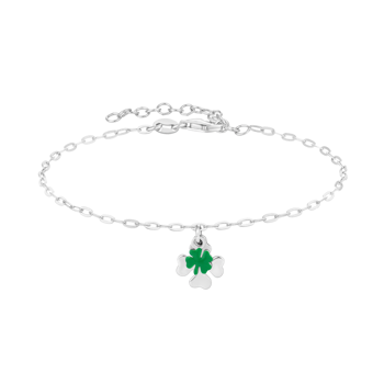 Armbånd i rhodineret sterling sølv med kløver – Støvring Design