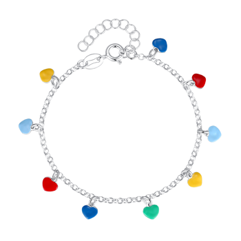 Armbånd i sterling sølv med klar hjerte emalje – Støvring Design