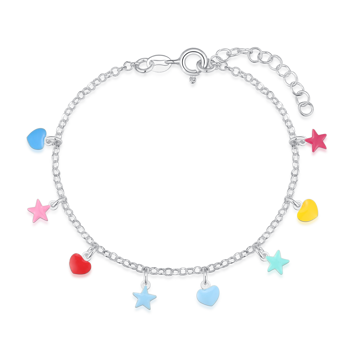 Armbånd i sterling sølv med klar hjerte emalje – Støvring Design