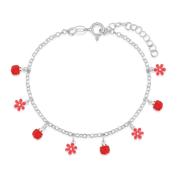Armbånd i sterling sølv med rød emalje – Støvring Design