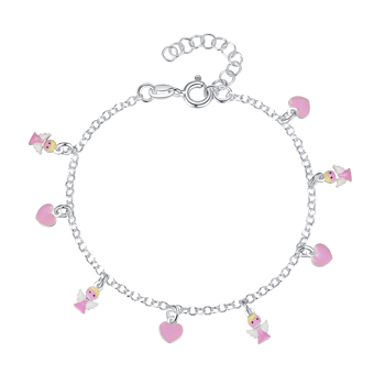 Armbånd i sterling sølv med klar hjerte emalje – Støvring Design