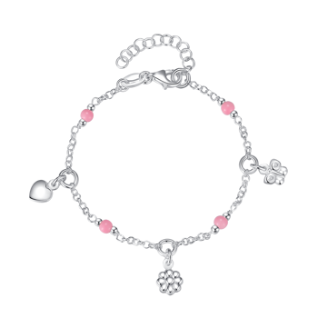 Armbånd i sterling sølv med klar hjerte emalje – Støvring Design